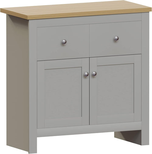 Modern Grey & Oak Sideboard Cabinet 2 Door 2 Drawer Storage Unit