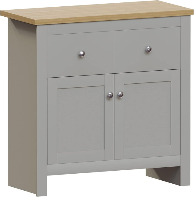 Modern Grey & Oak Sideboard Cabinet 2 Door 2 Drawer Storage Unit