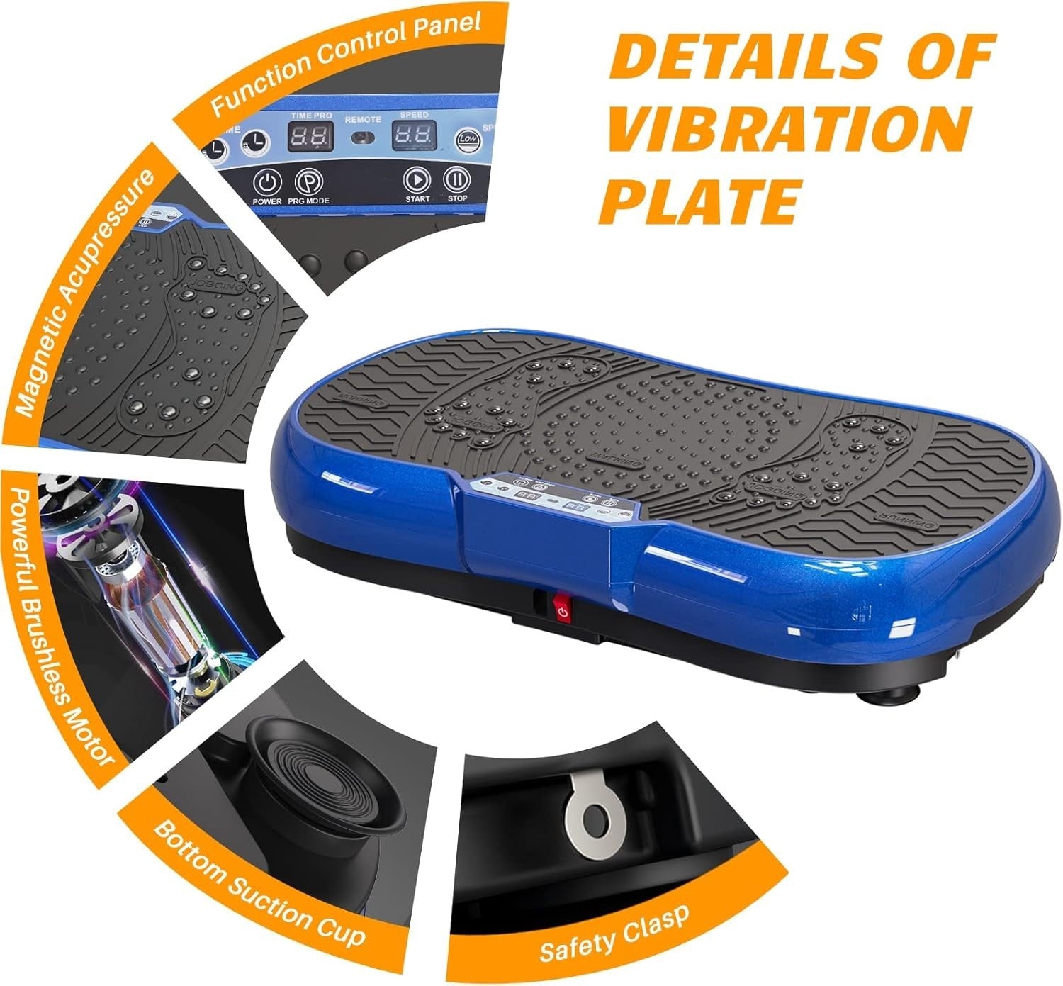Blue Vibration Plate Exercise Machine 99 Speeds 7 Programs Slim Home Trainer