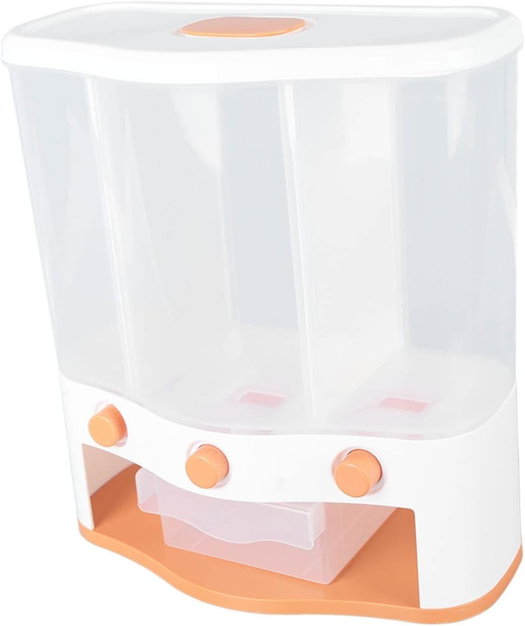 6L Triple Grain Dispenser Rice Storage Box Clear Window Food Container