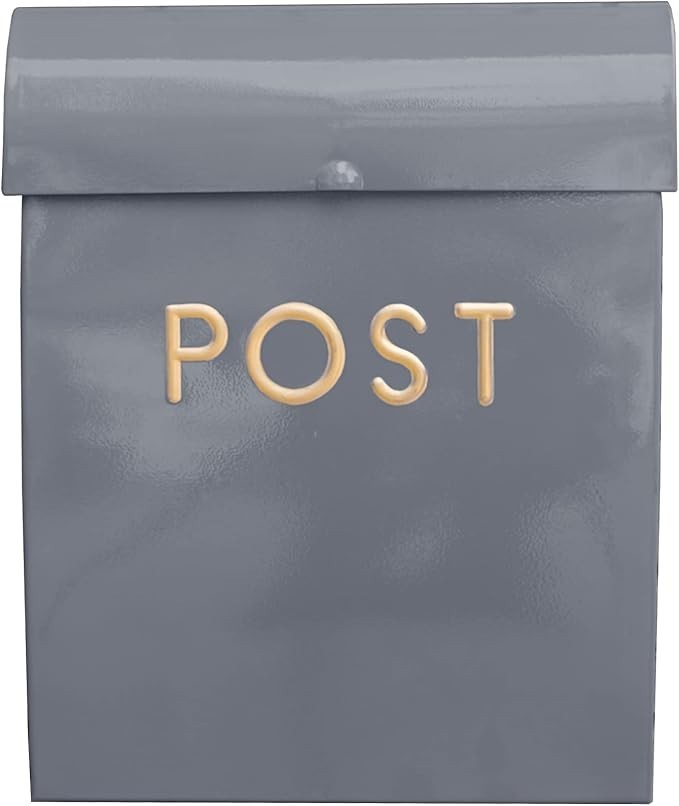 Wall Mounted Grey Post Box Large Weatherproof Mailbox No Lock Easy Access Durabl