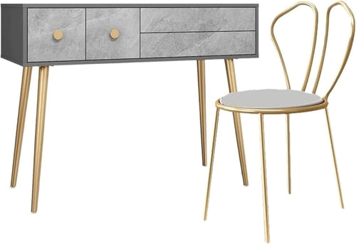 Modern Vanity Dressing Table with Lighted LED Mirror Stool & 4 Drawers