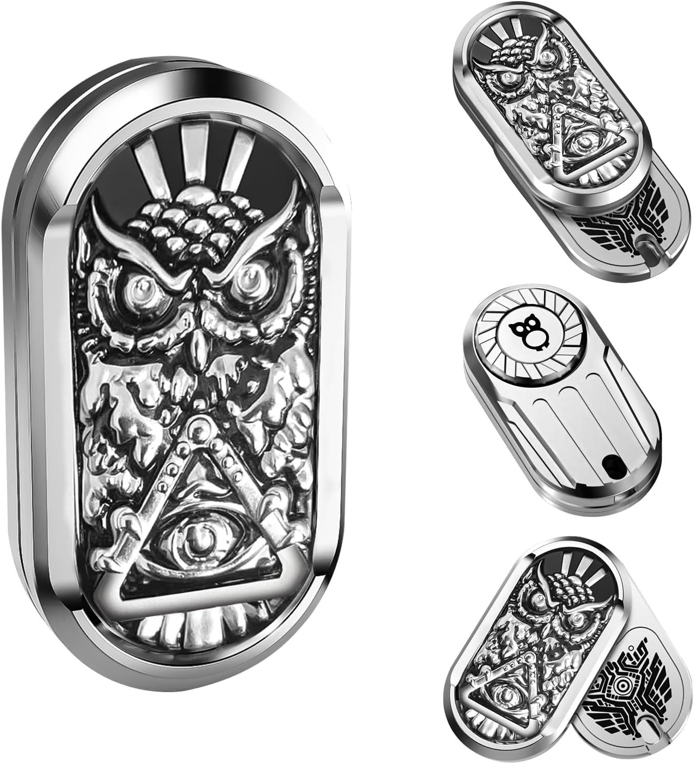 Metal Owl Fidget Slider Haptic Coin Dual Side ADHD Stress Relief