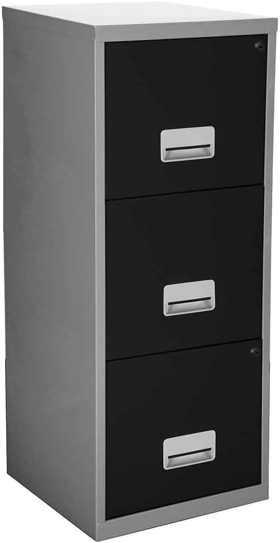A4 3 Drawer Lockable Filing Cabinet Tall Steel Office Storage Unit