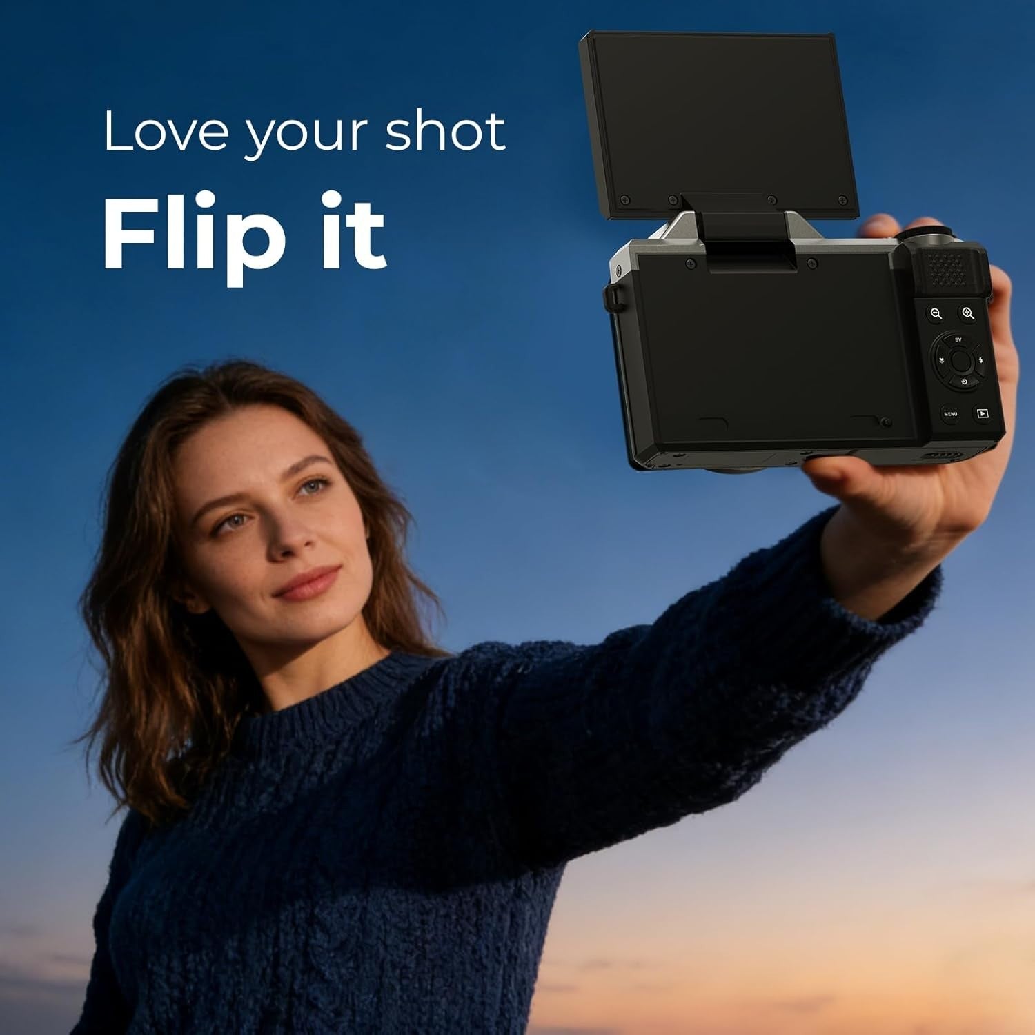 4K Vlogging Camera 64MP 6X Optical Zoom Flip Screen WiFi Black