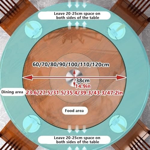 Glass Lazy Susan Turntable 80 cm Tempered Glass Rotating Serving Plate Silent