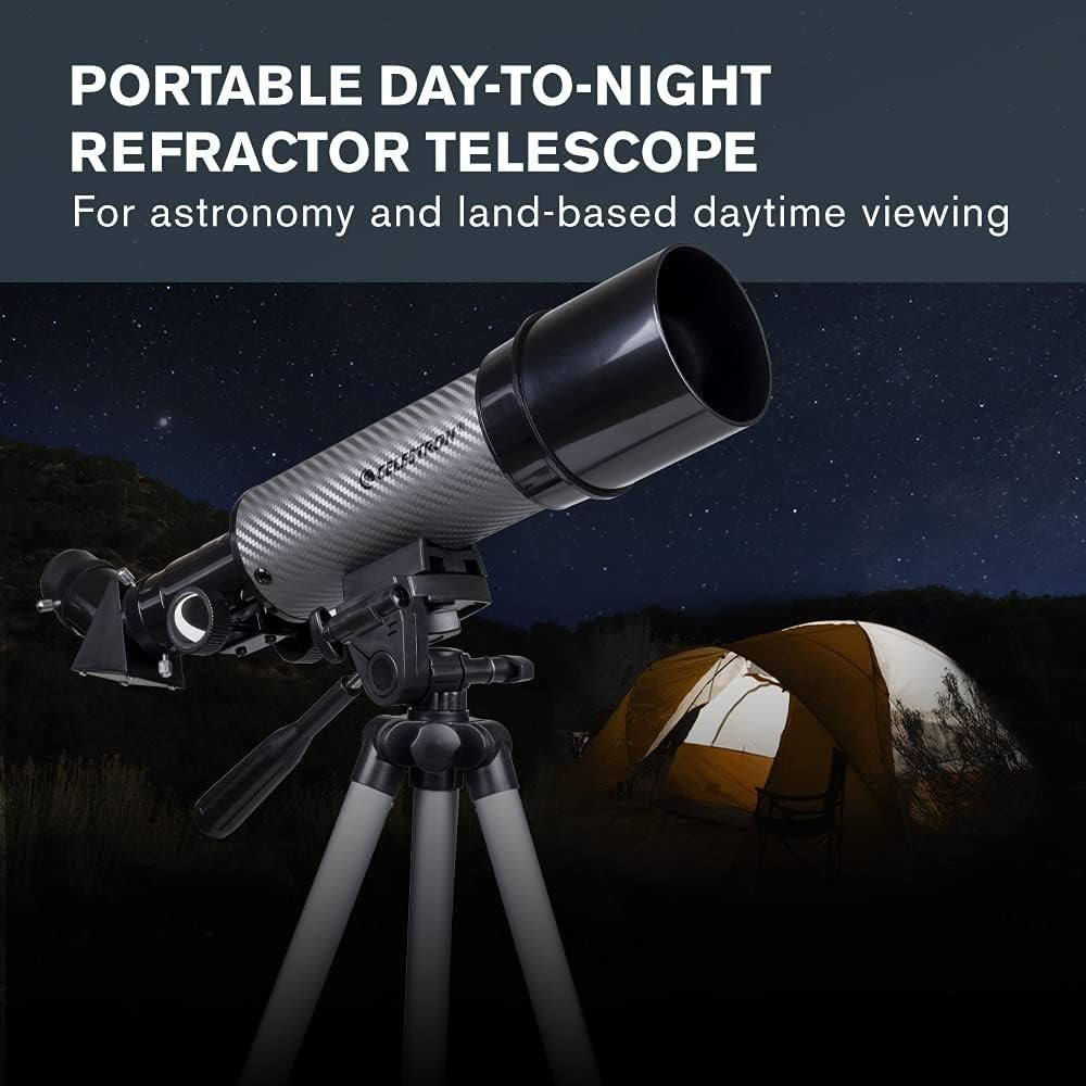 60mm Refractor Telescope with Smartphone Adapter,Tripod and Backpack, Black/Grey