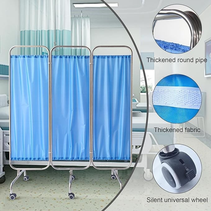3 Panel Medical Privacy Screen on Wheels – Folding Clinic Divider 150×180cm