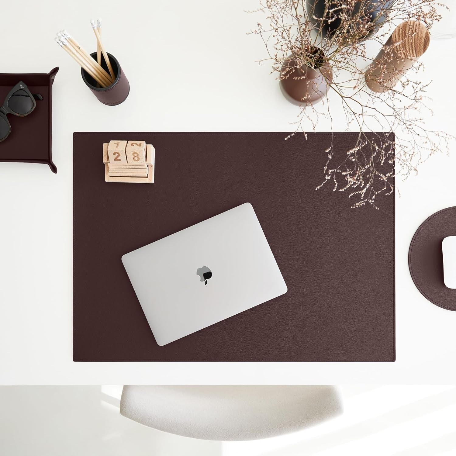 Leather Valet Tray Dark Brown – Desk Organiser for Keys, Coins & Jewellery