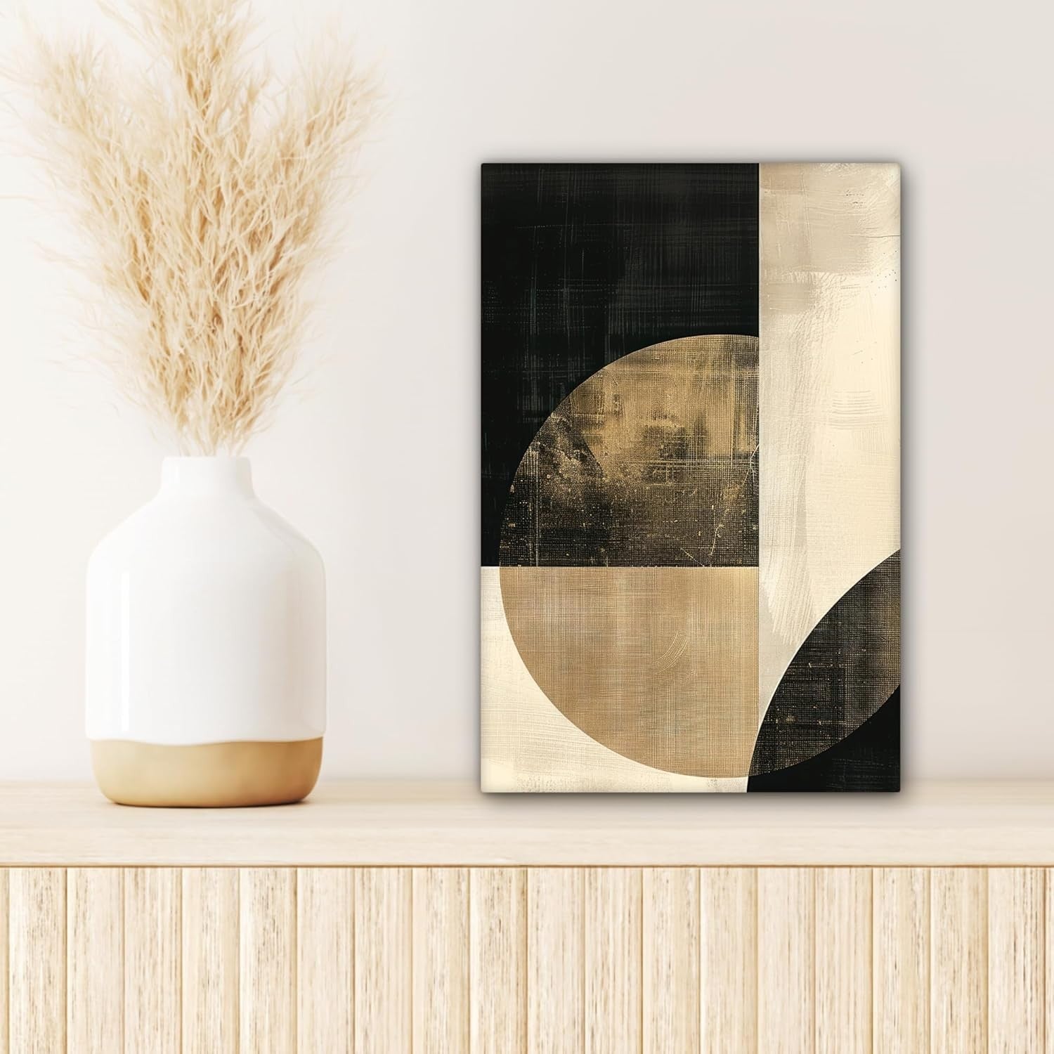 Abstract Black Gold Canvas Wall Art 20x30cm Framed Modern Print
