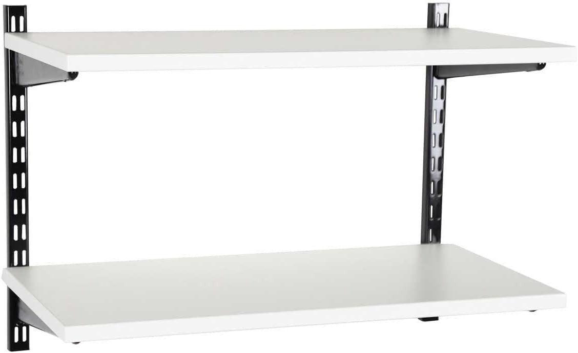 2-Tier Adjustable Floating Wall Shelf Steel & Wood 60x32x43cm Black/White