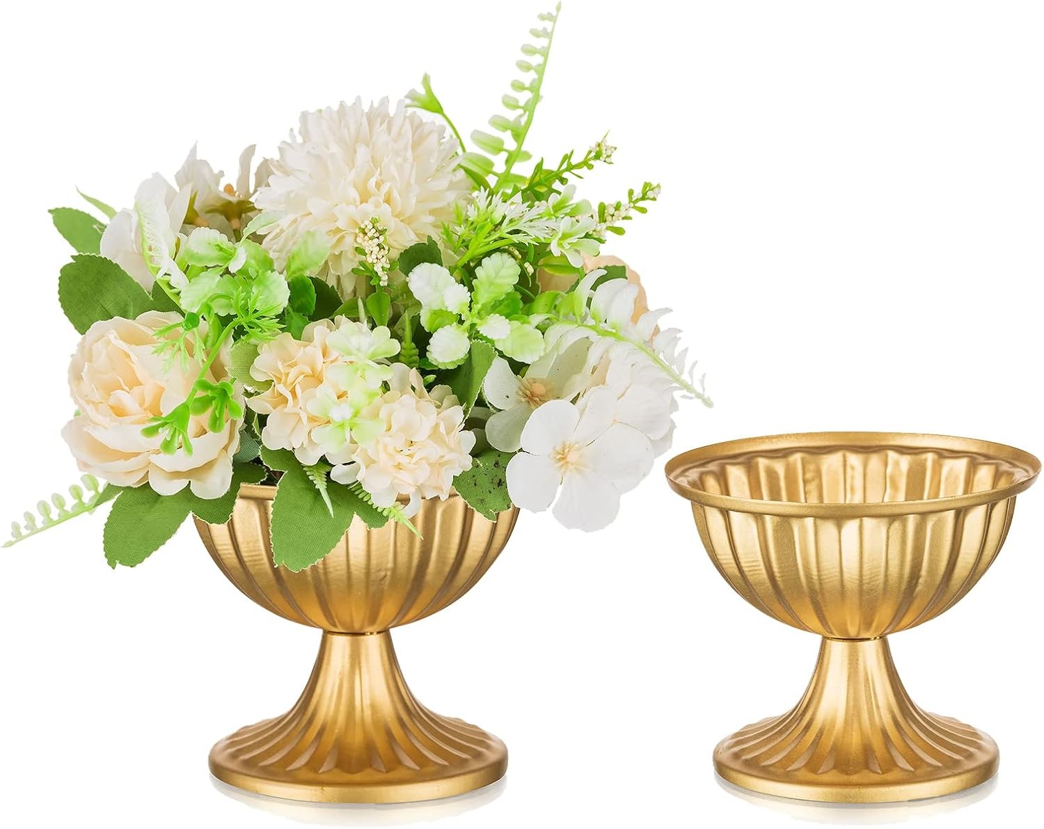Gold Metal Flower Bowl Set 2pcs Mini Table Centrepiece Wedding Decor