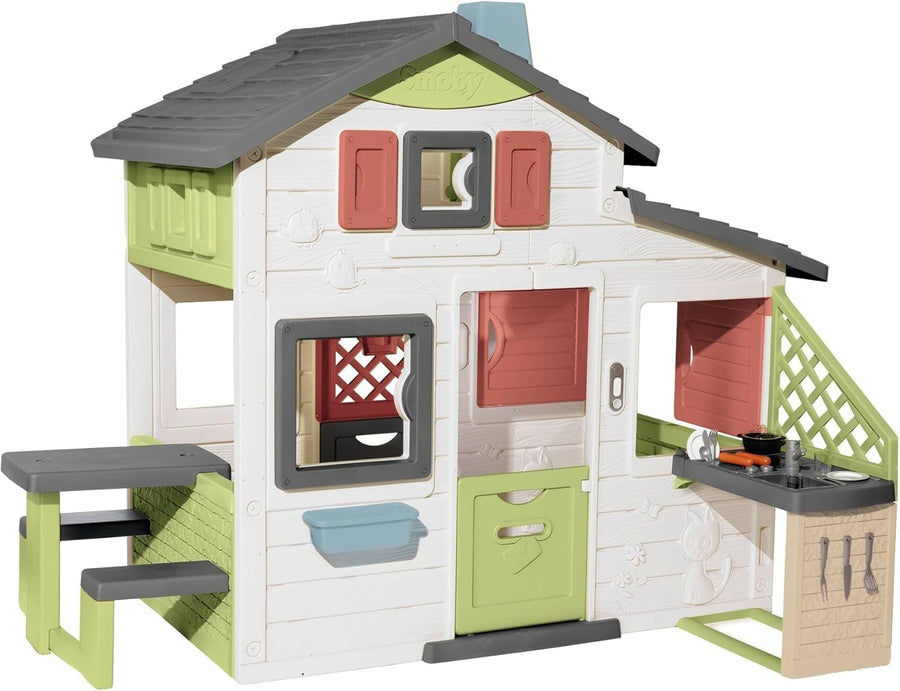 Large Kids Outdoor Playhouse with Kitchen Picnic Grill Doorbell