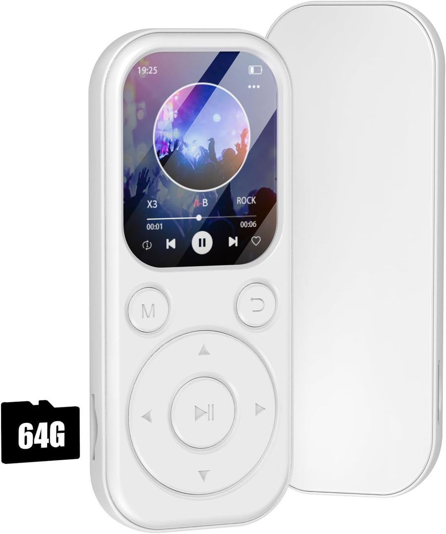 64GB Bluetooth 5.3 MP3 Player White HiFi FM Radio 300mAh