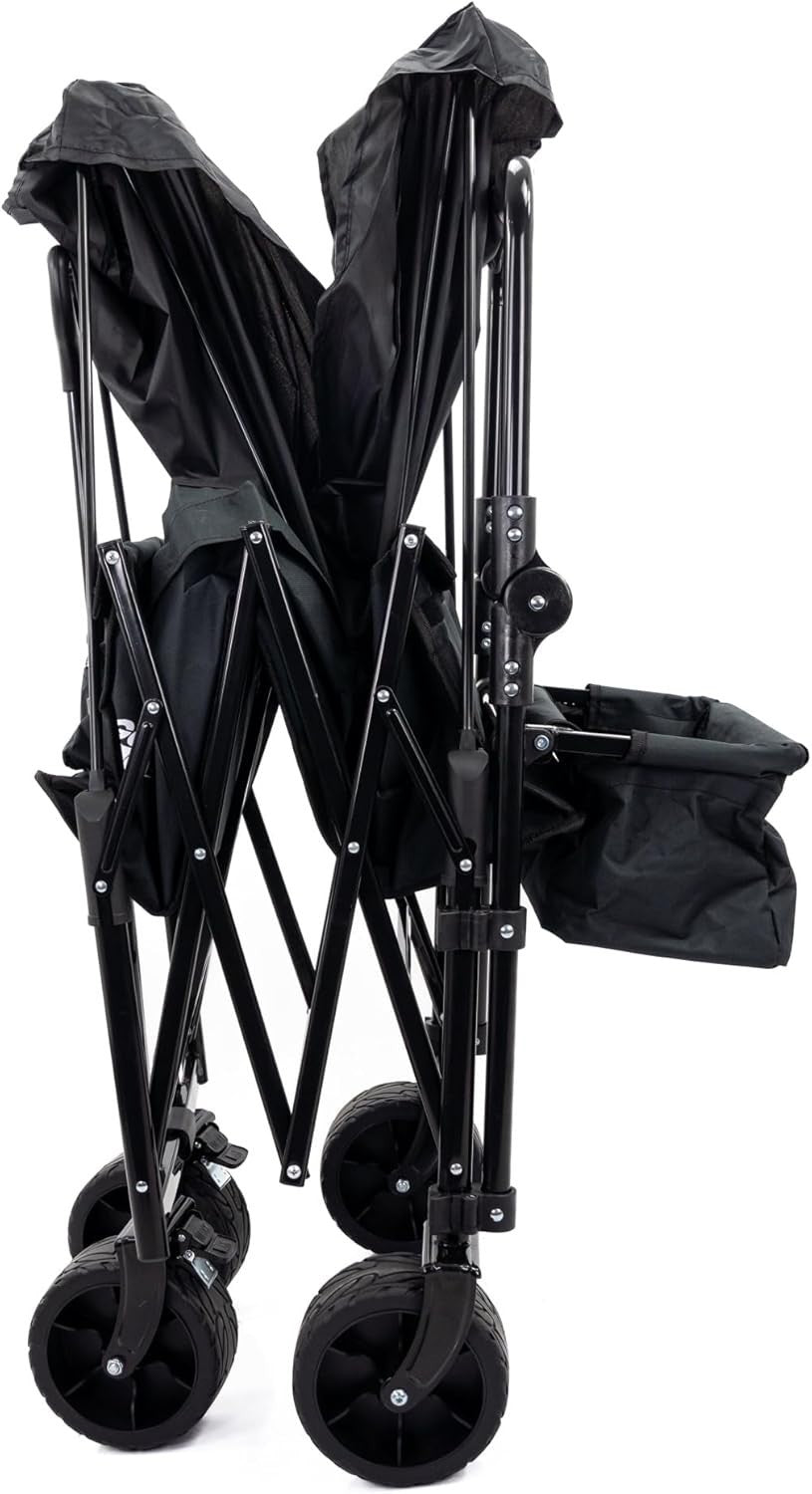 120L Folding Garden Trolley Wagon Cart With Canopy & Brakes Outdoor
