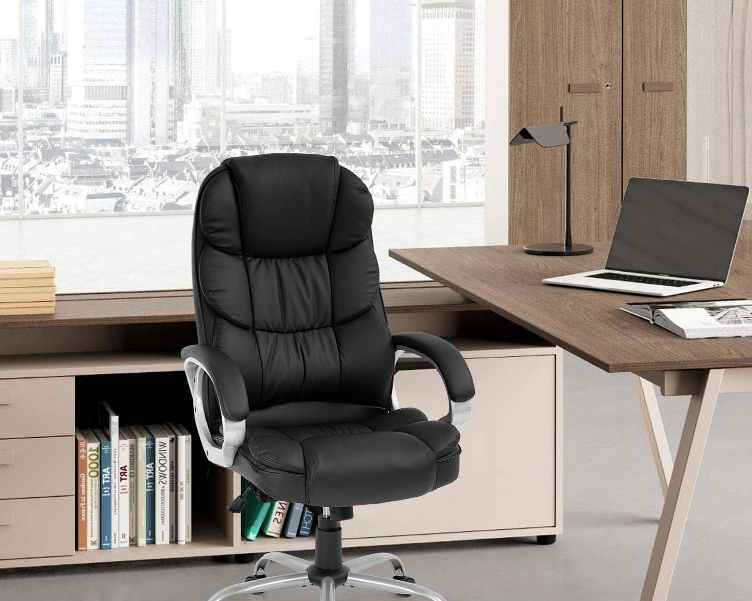 Executive Office Chair High Back Swivel Lumbar Support Faux Leather Gaming Desk