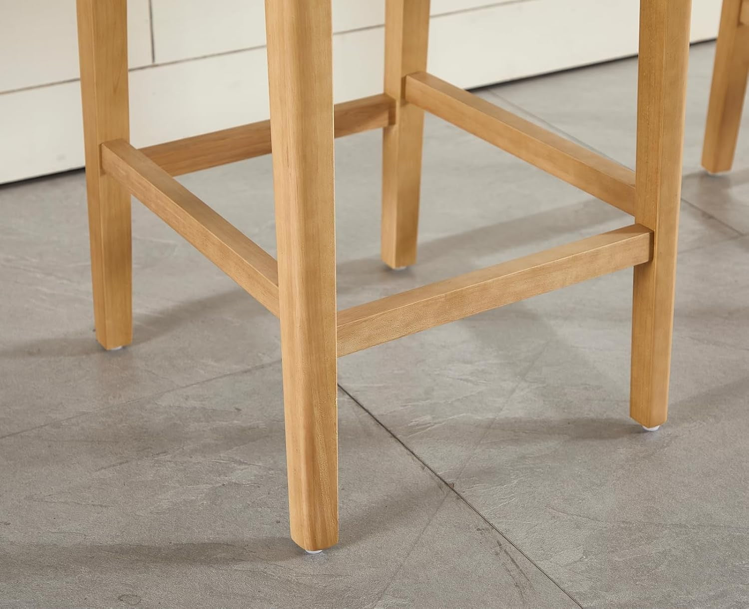 Grey Rattan Bar Stools Set of 2 Cushioned Counter Chairs Wooden Frame