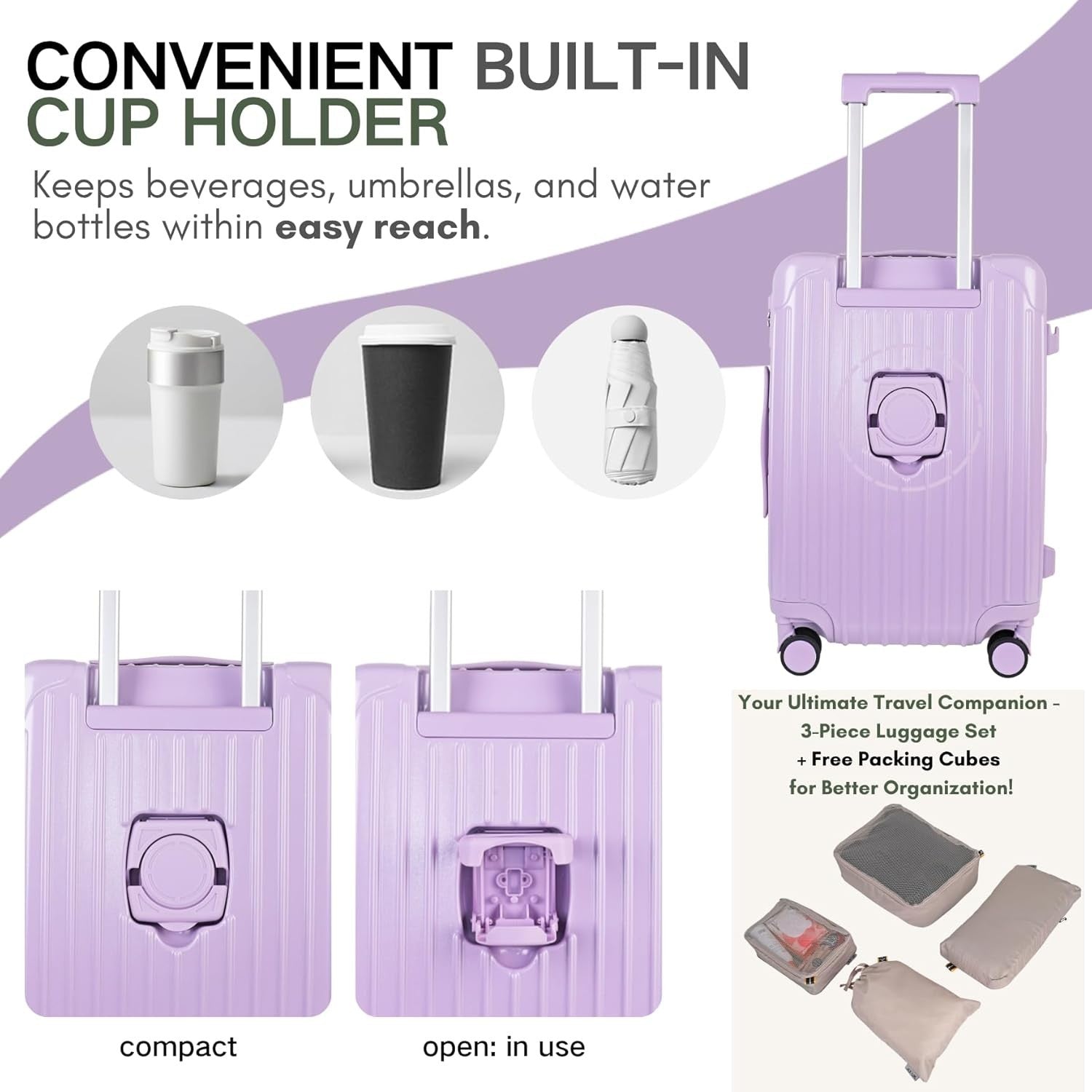 3pc Hard Shell Luggage Set Cabin Medium Large TSA Lock Spinner Suitcases