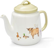 Ceramic Teapot Large Tea Pot Buttercup Farm Hot Drink Server White