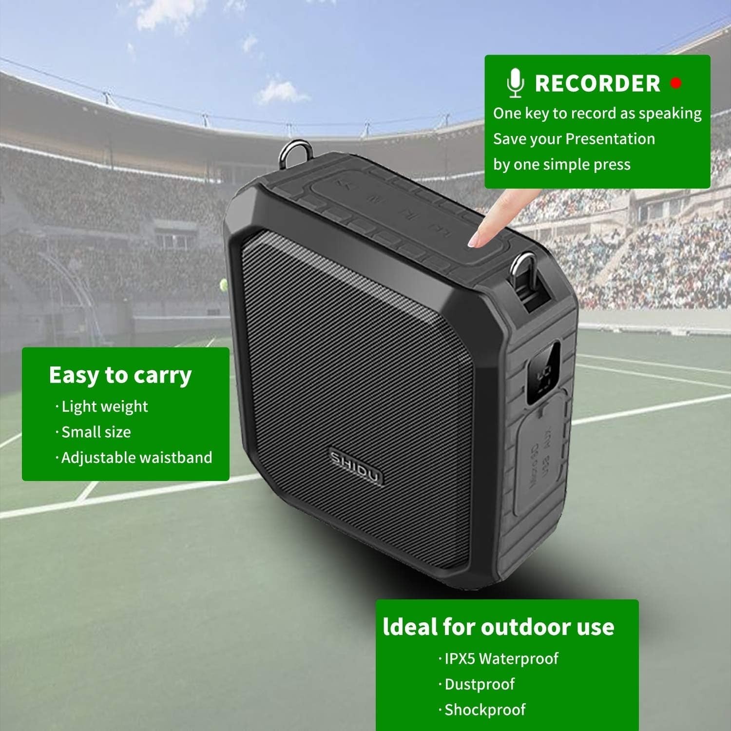 18W Portable Voice Amplifier Bluetooth Waterproof PA