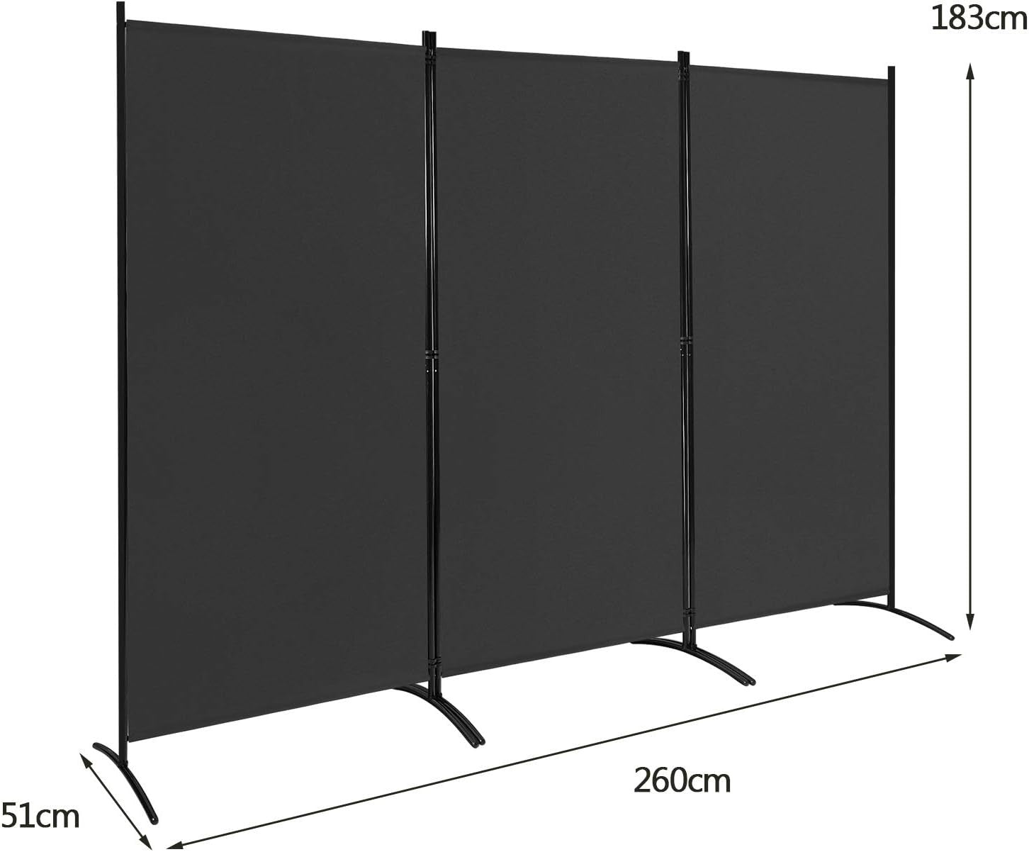 3 Panel Black Folding Room Divider Privacy Screen Partition for Home Office