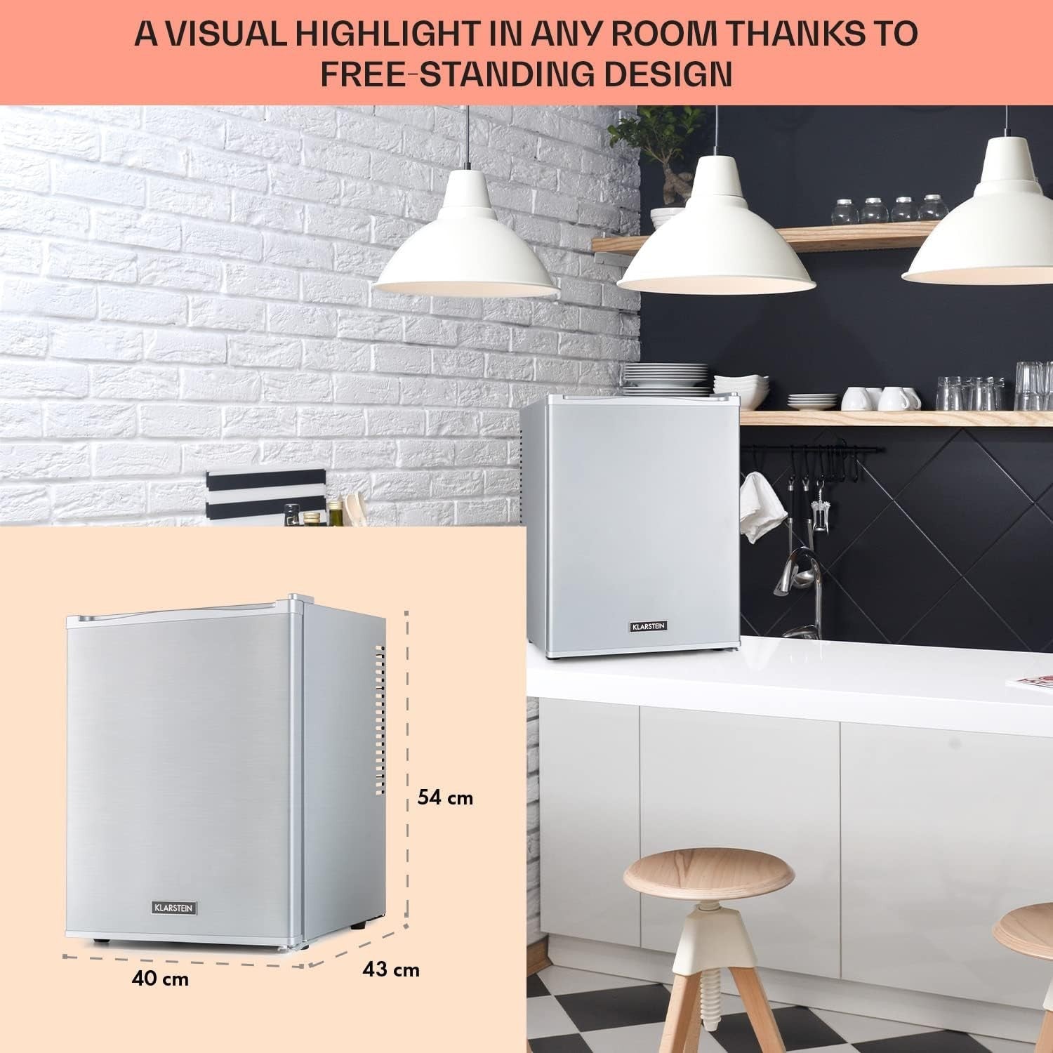 33L Mini Fridge Silver Portable Cooler and Drinks Fridge Adjustable Shelves