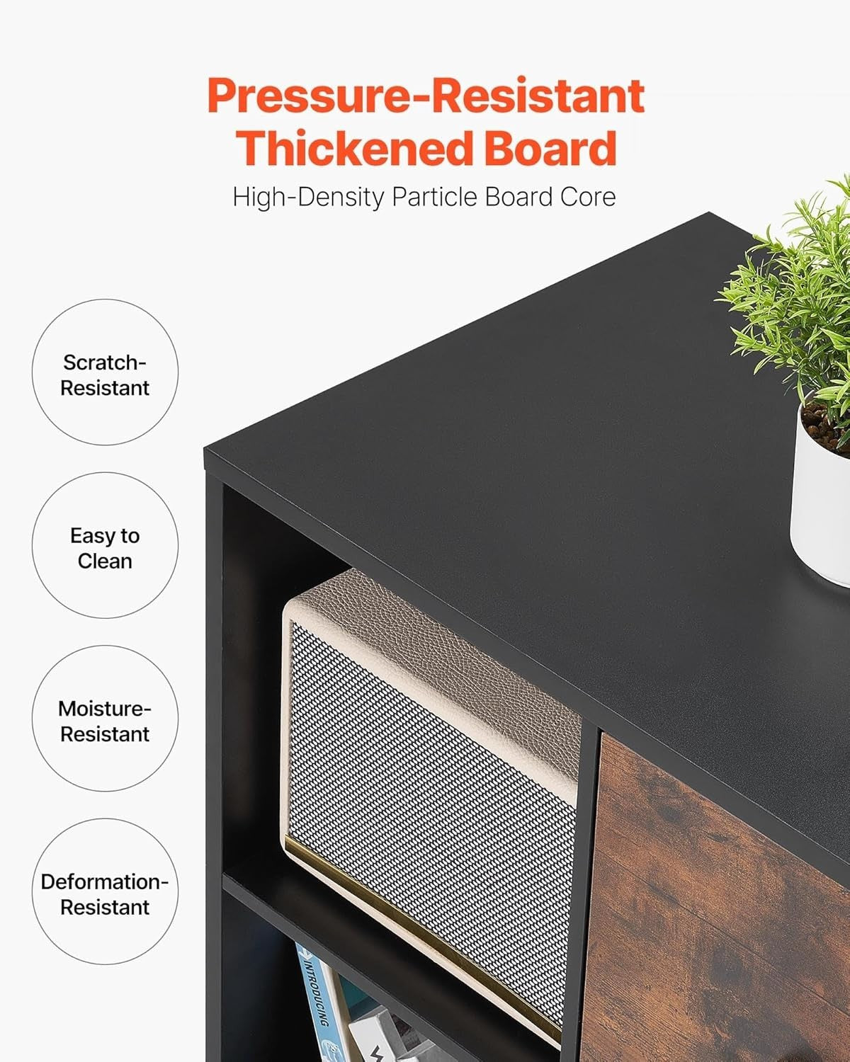 Mobile Wooden Filing Cabinet with Lockable Wheels & Storage Shelves