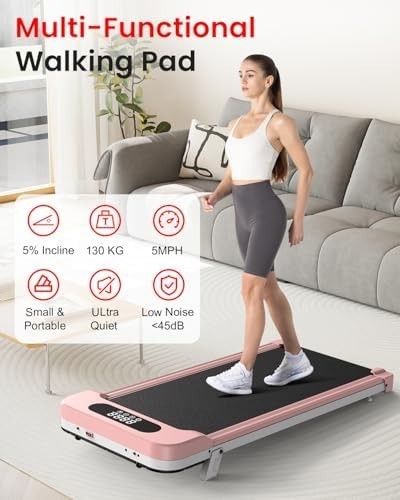 5% Incline Foldable Walking Pad Treadmill 1-8KM/H Home Office Gym