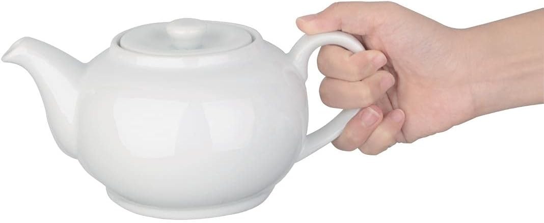 Porcelain Teapot 852ml White Tea Pot Lid Dishwasher Safe 4pc Set