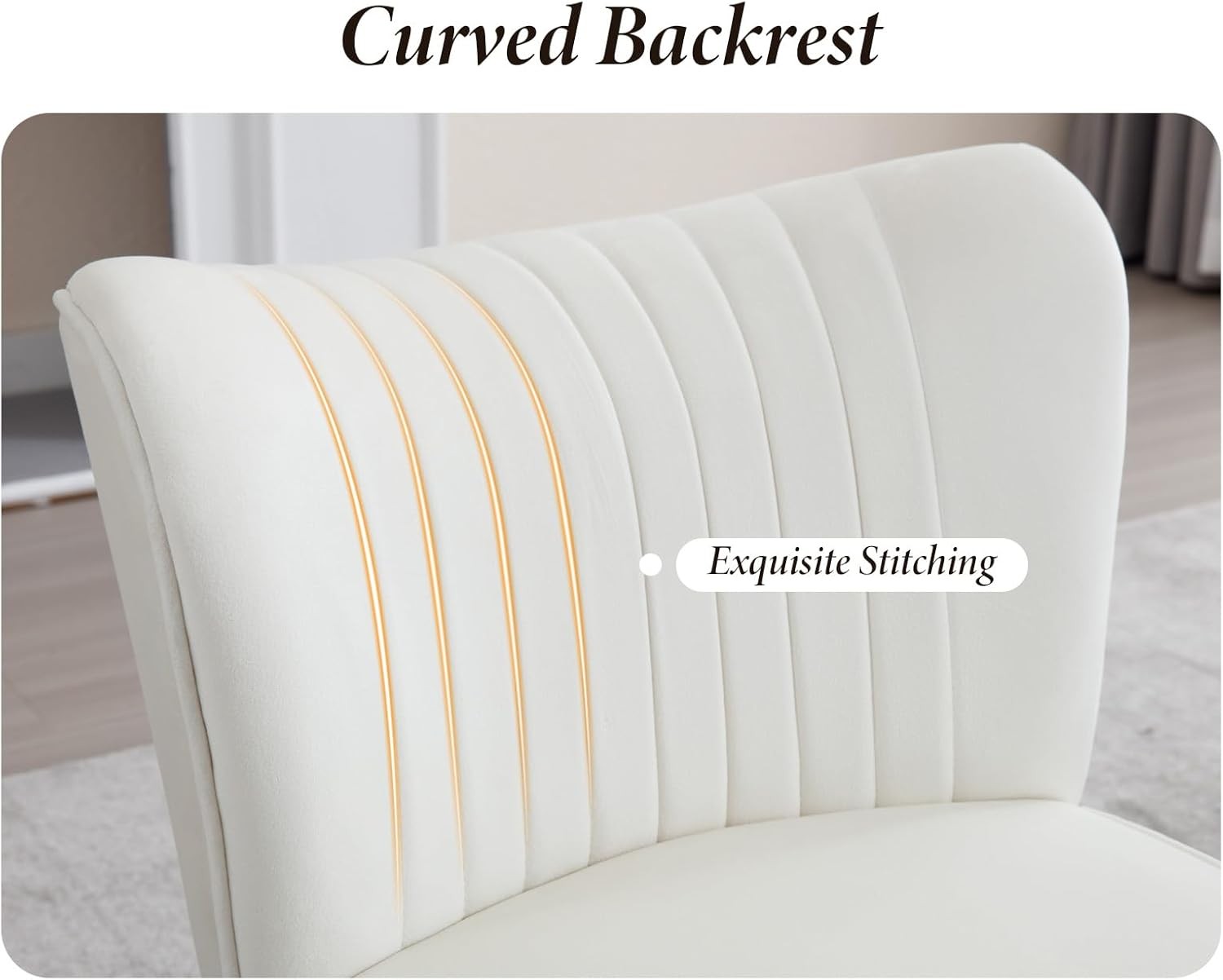 Beige Velvet Accent Tub Chair Gold Legs Modern Armchair
