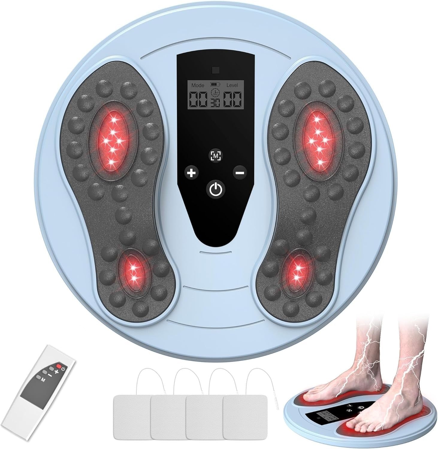 3-in-1 EMS & TENS Foot Massager with Red Light for Pain & Circulation