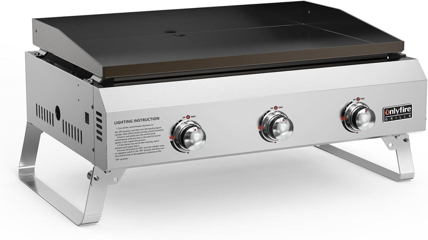 3-Burner Gas Plancha Tabletop BBQ Grill Non-Stick Ceramic Griddle