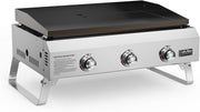 3-Burner Gas Plancha Tabletop BBQ Grill Non-Stick Ceramic Griddle