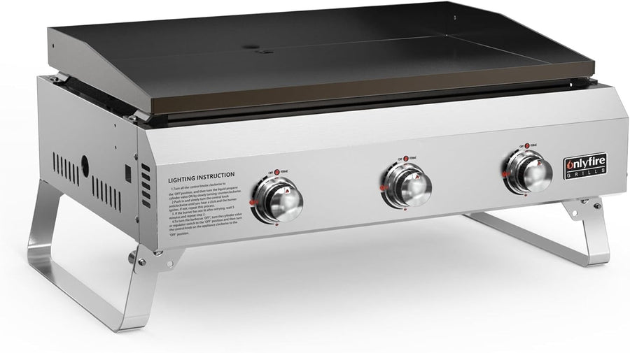3-Burner Gas Plancha Tabletop BBQ Grill Non-Stick Ceramic Griddle