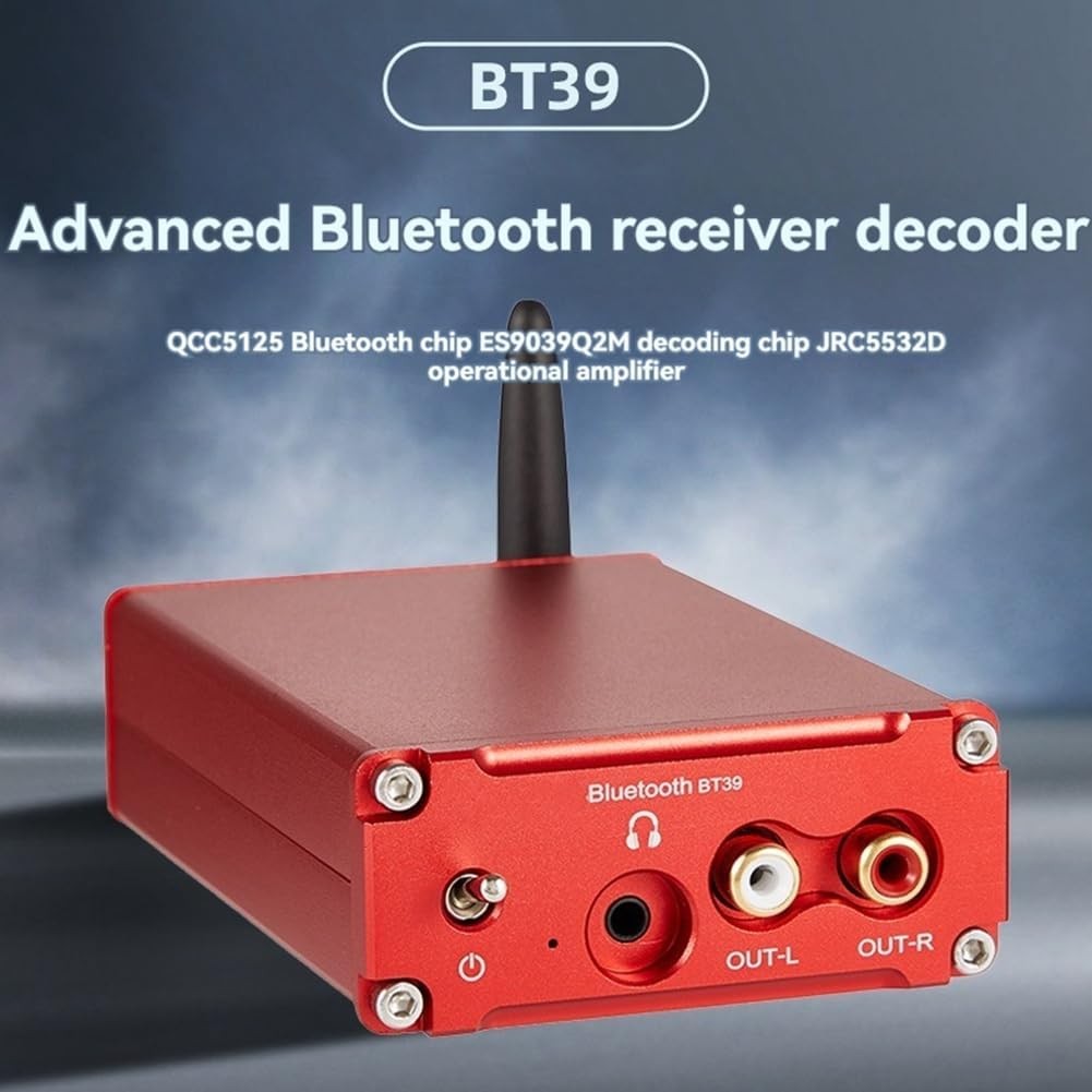 Black HiFi Bluetooth 5.0 Audio Receiver – Lossless Stereo Adapter