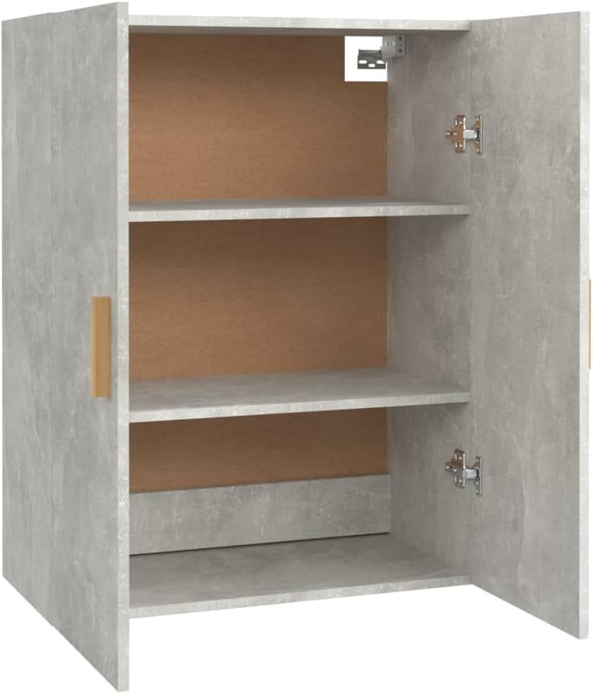 Grey Wall Cabinet Storage Unit with Doors, 3 Compartments, Modern Look