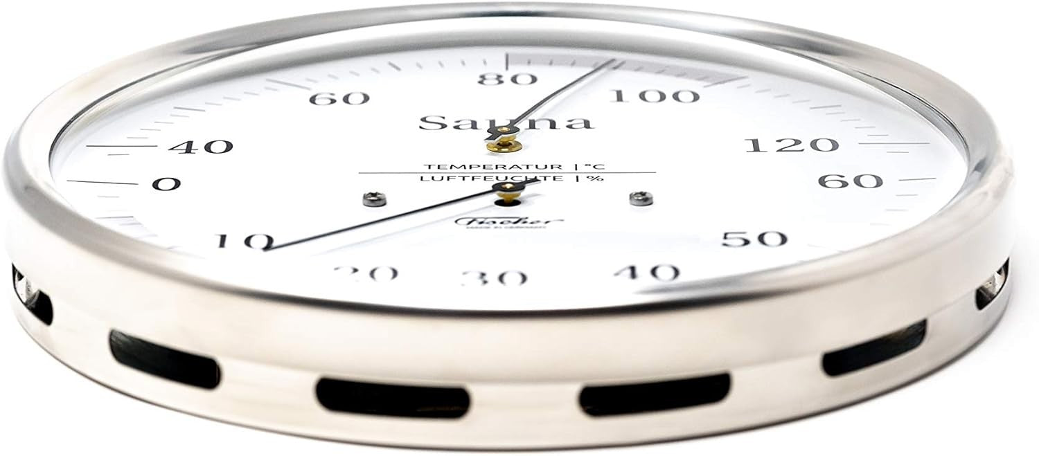 Stainless Steel Sauna Thermo-Hygrometer Humidity & Temperature Gauge Dial 13cm