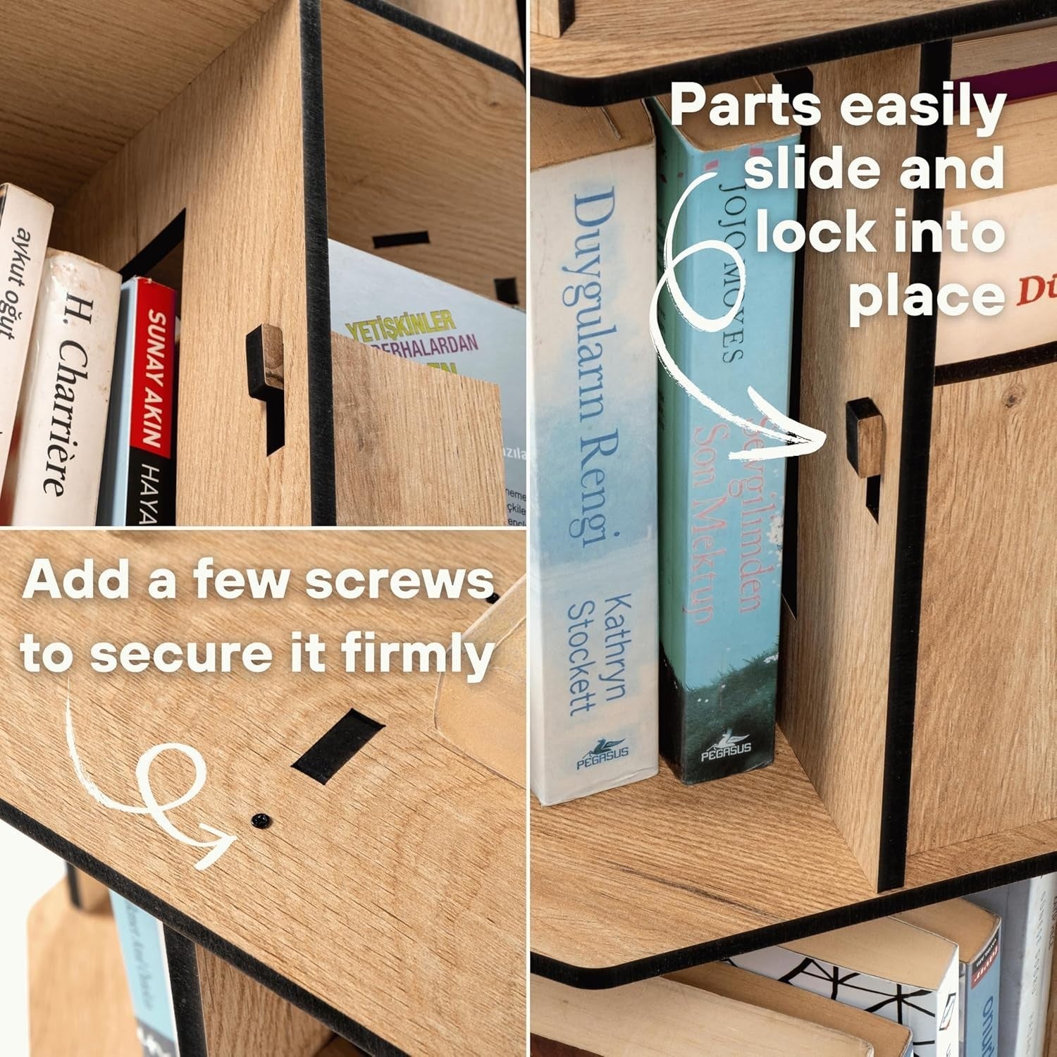 3 Tier Rotating Kids Bookshelf Oak Corner Shelf Space-Saving Storage Organizer