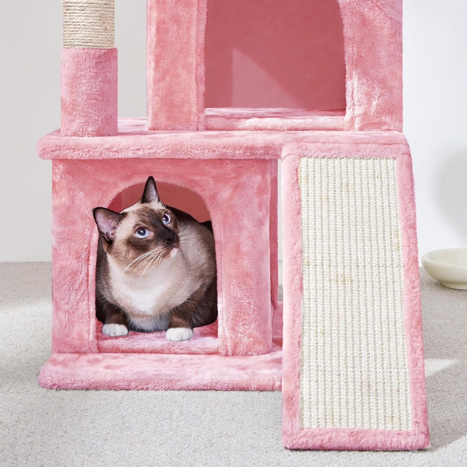 92cm Cat Tree Tower Multi Level Double Condo Scratching Post Pink