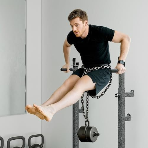 Adjustable Squat Rack & Dip Station Heavy Duty Barbell Rack Home Gym