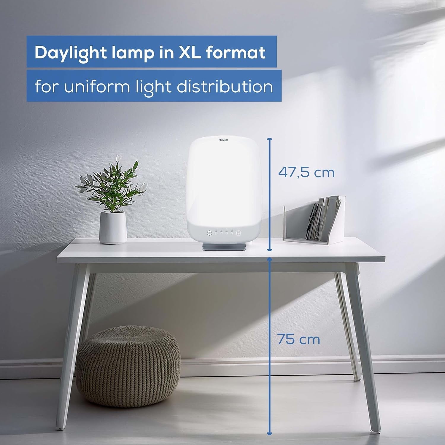 White SAD Light Therapy Lamp 14000 Lux Daylight Simulation LED Dimmer