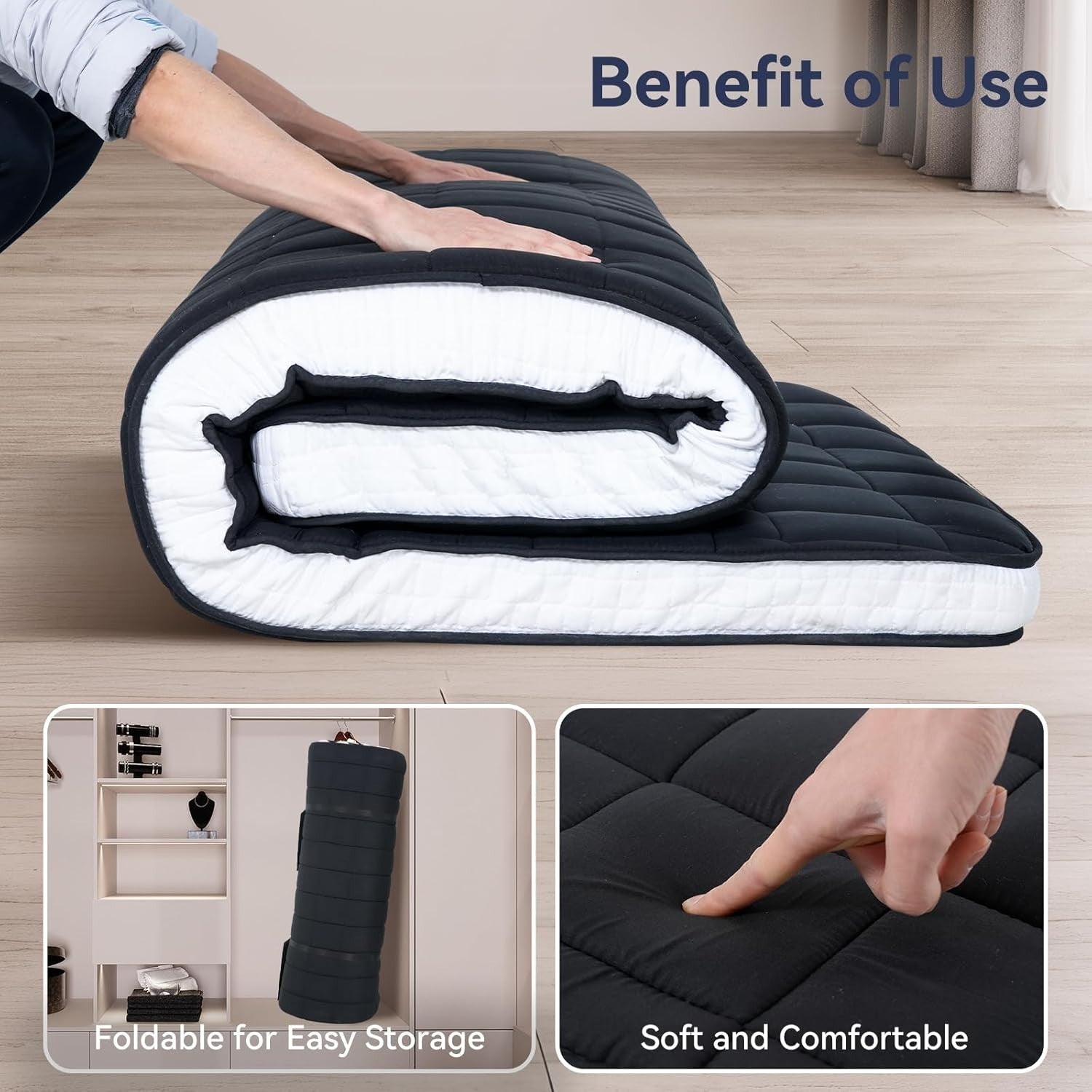 Foldable Japanese Futon Mattress 10cm Memory Foam Floor Bed Guest