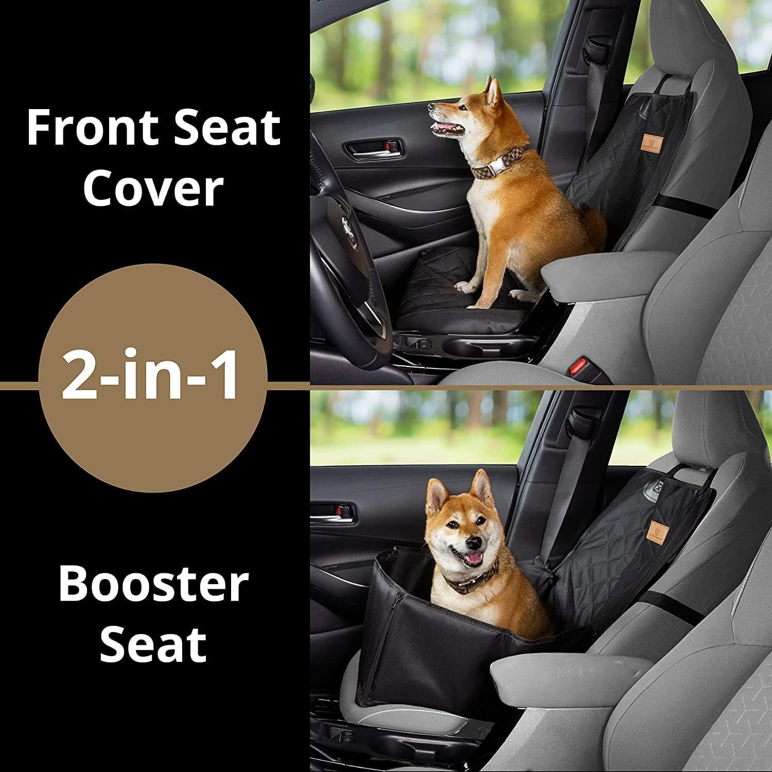 2 in 1 Dog Booster Seat Front Car Seat Cover Waterproof Non Slip 60cm