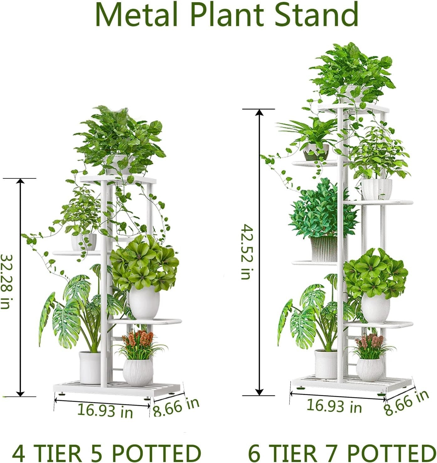 4 Tier White Metal Plant Stand Indoor Outdoor Flower Pot Display Rack