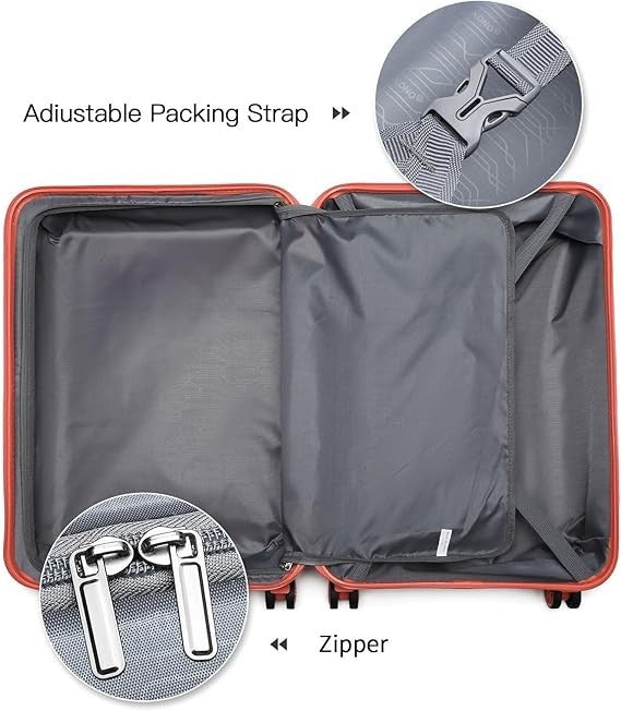 Travel Suitcase 24” ABS+PC Hard Shell Spinner Wheels with TSA Lock