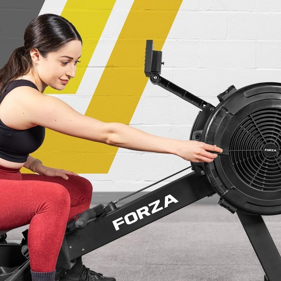 Foldable Air Rowing Machine 10-Level Resistance Digital Monitor Home Rower 136KG