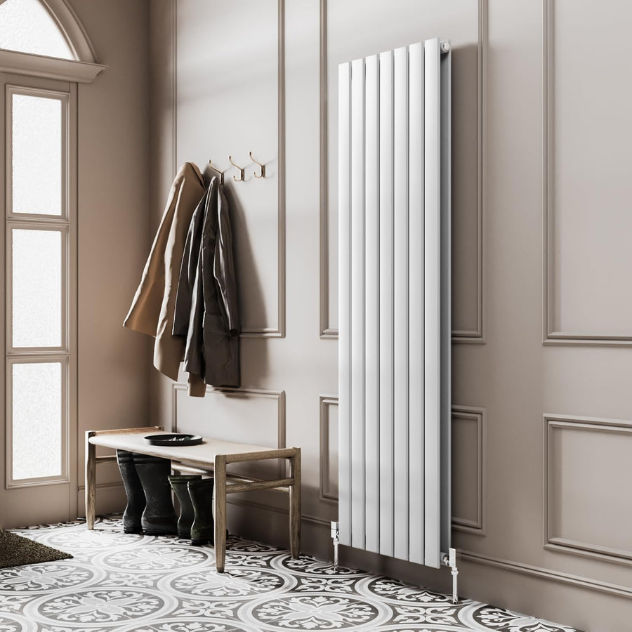 1200x476mm White Vertical Radiator Double Column Flat Panel Wall Mounted