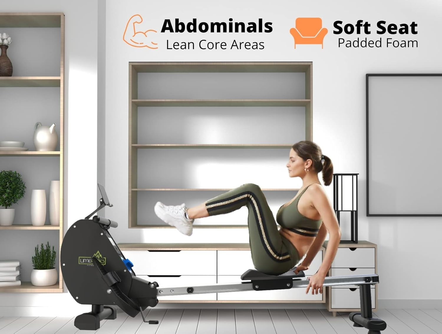 Foldable Magnetic Rowing Machine 8-Level Resistance Bluetooth LCD Home 110KG