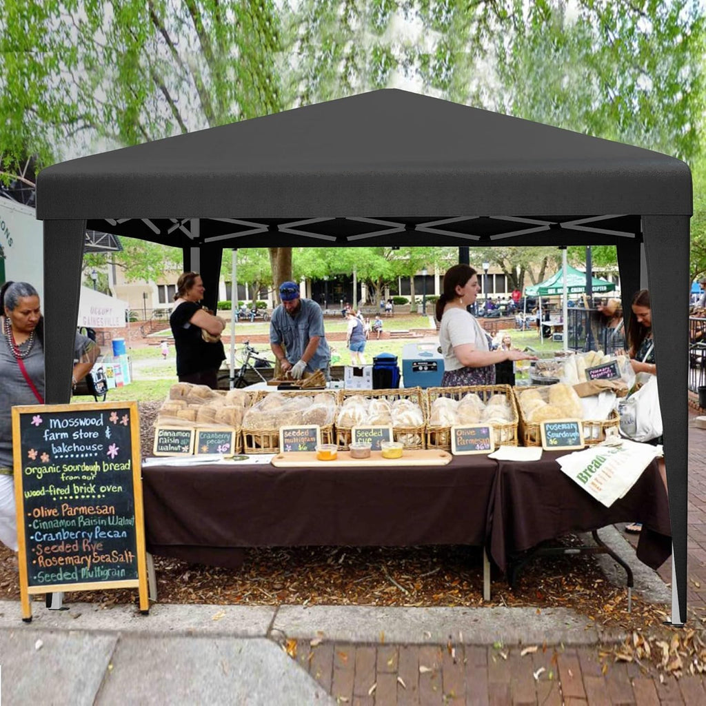 3x3M Heavy Duty Black Gazebo Waterproof Folding Garden Party Tent with Bag