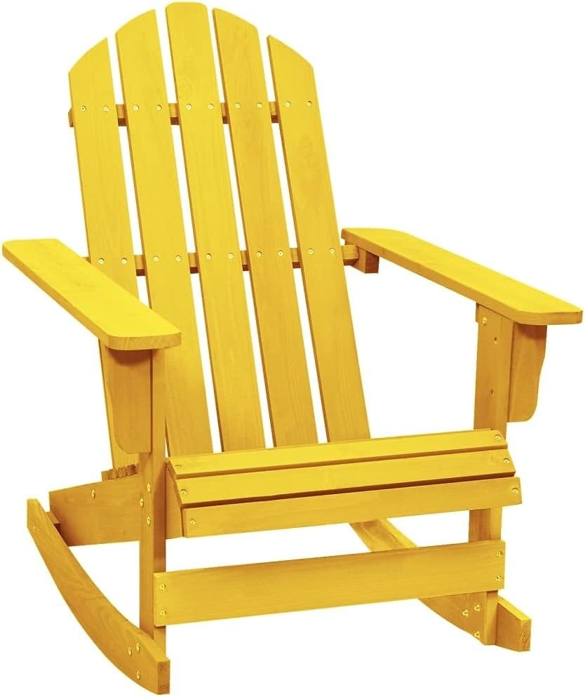 Yellow Outdoor Wooden Rocking Chair, Durable, Weatherproof, Indoor/Outdoor